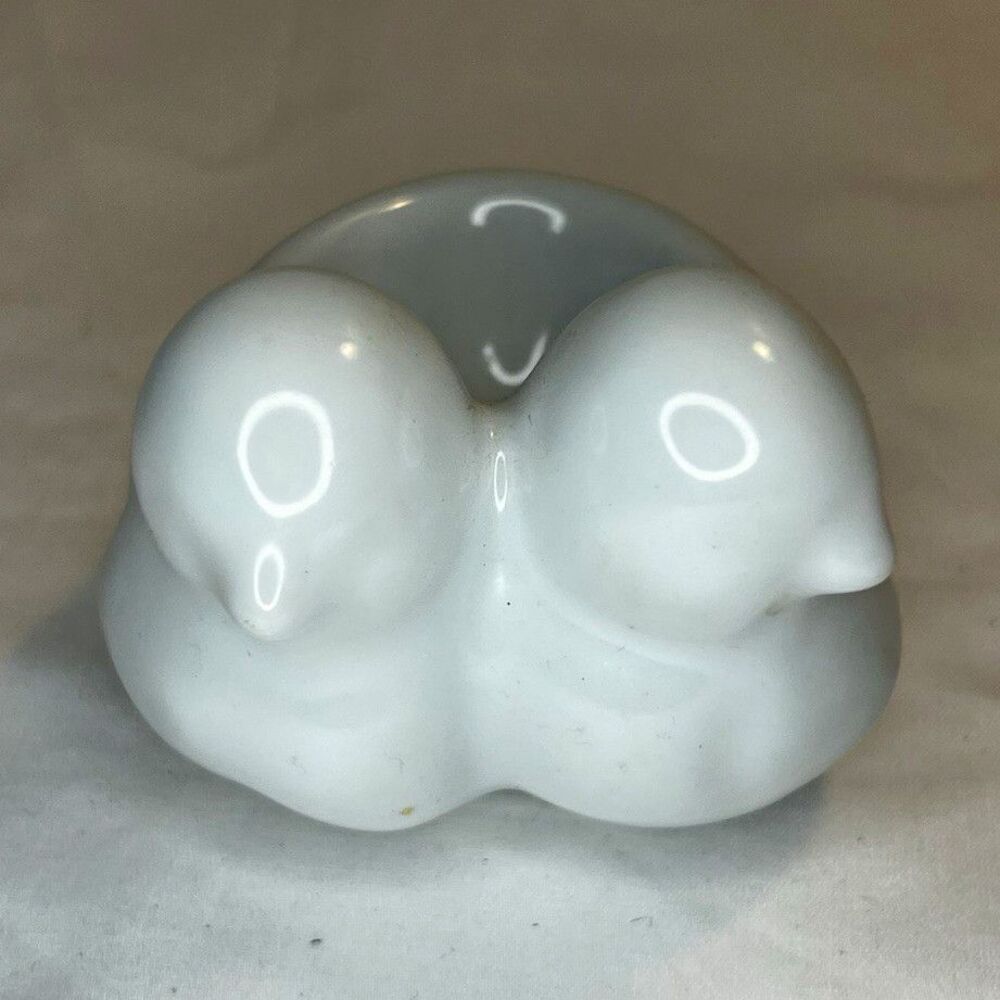 Mid Century Style White Ceramic Twin Ducks Birds Trinket Bowl Pier 1